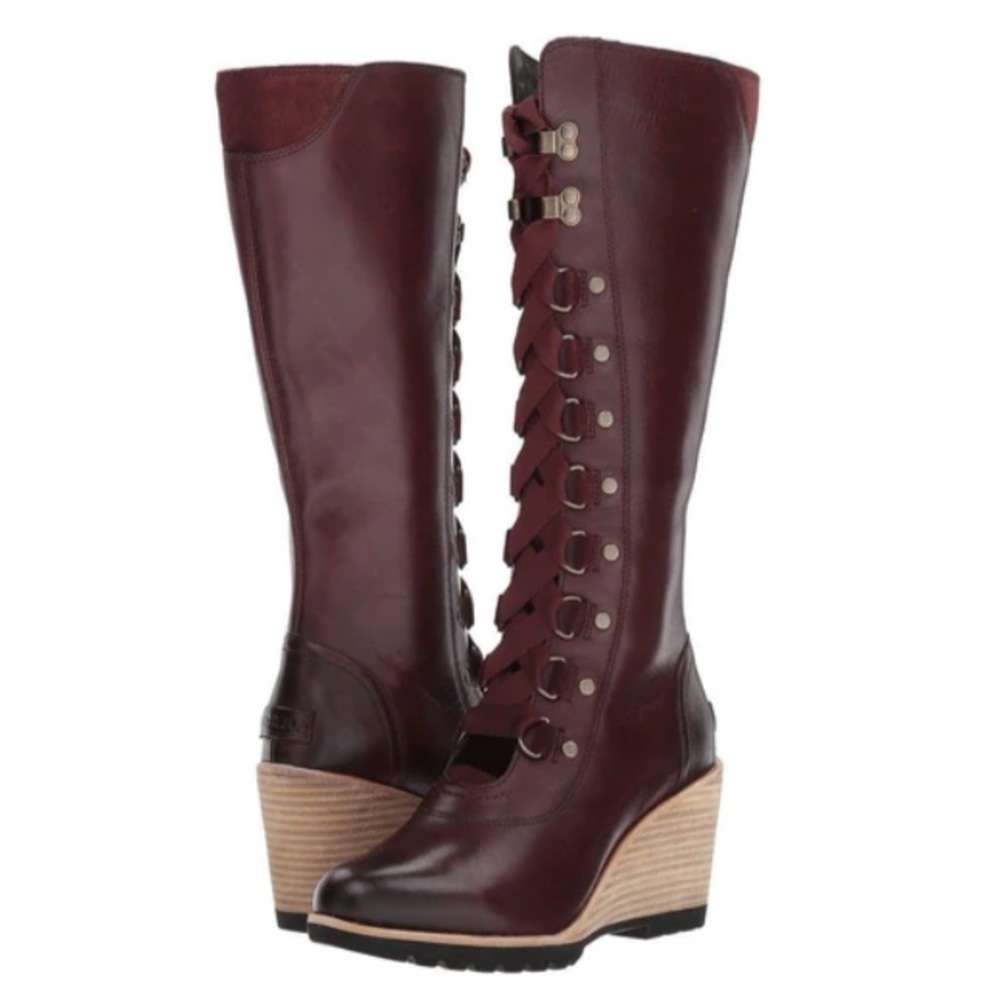 Sorel After Hours Tall Burgundy Boots, size 8